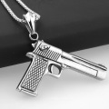 ebay Amazon European And American Style Male Black Silver Jewelry Stainless Steel Jewelry Army Pistol Pendant Necklace